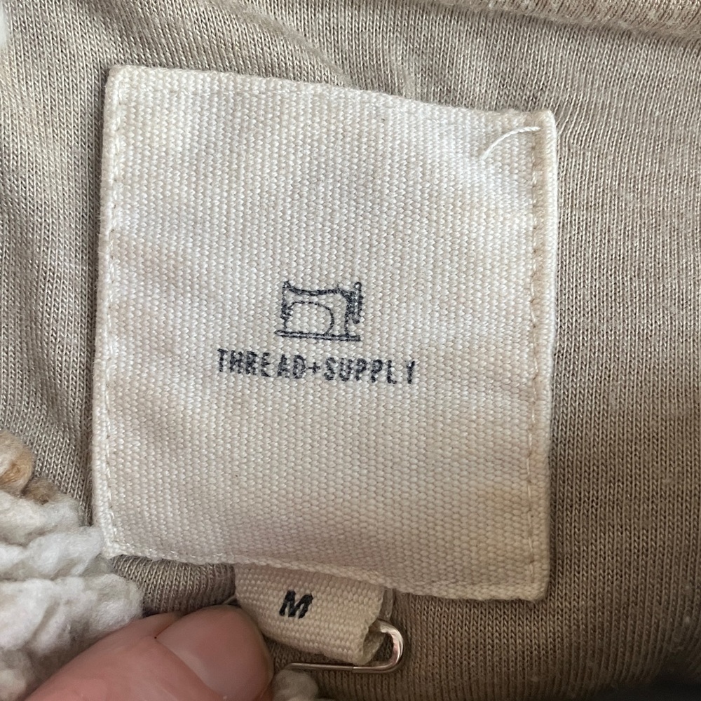 Nordstrom Thread & Supply Cream and Brown Fleece Jacket Size Medium - Picture 7 of 8